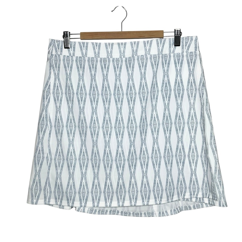 RipSkirt Hawaii Wrap Skirt White Blue Diamond Print Womens Size L Length 2